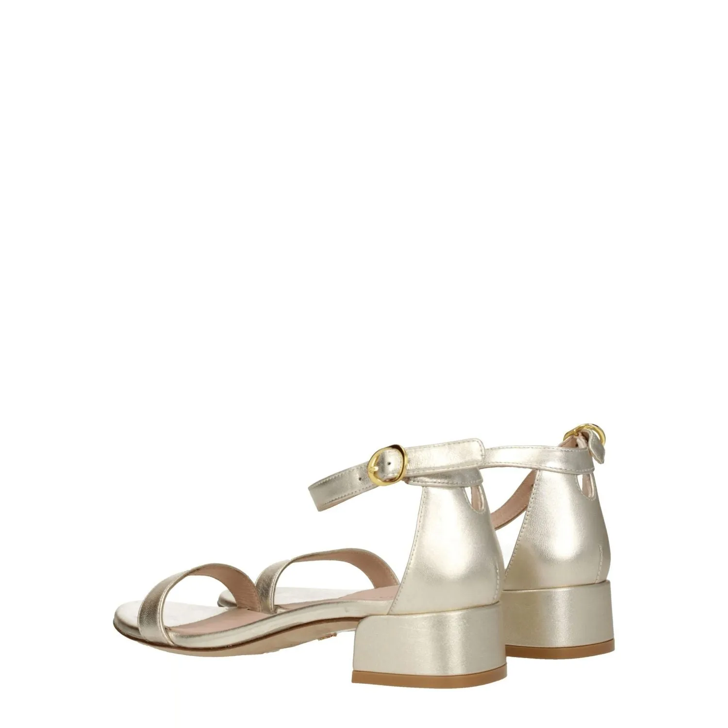 Stuart Weitzman Gold Leather Flat Sandals Flexible Flats Shoes