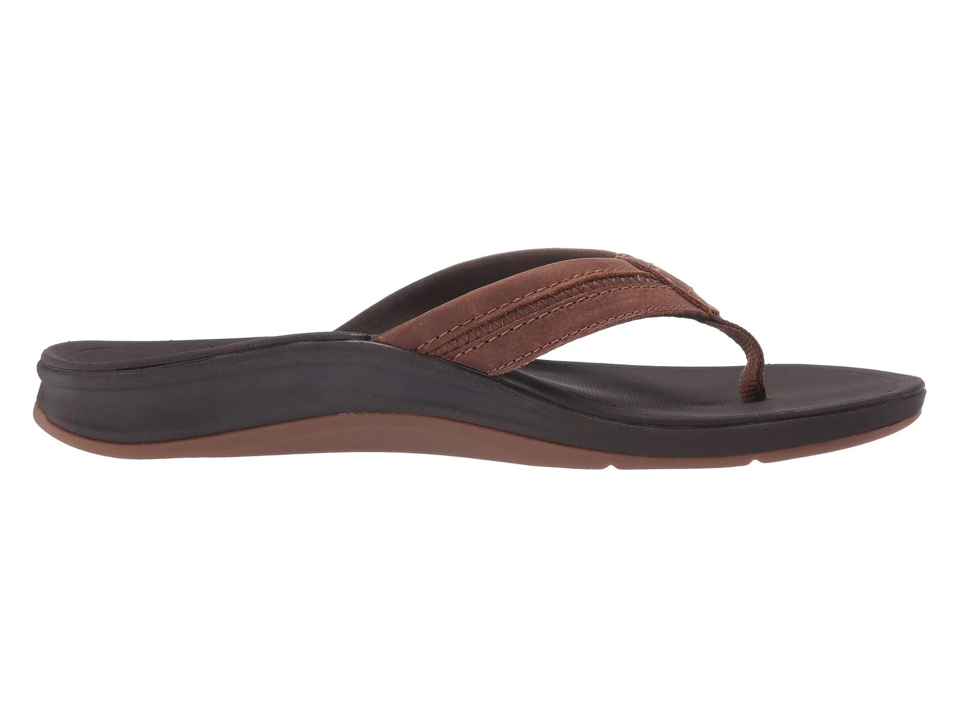 Basic Flip Flops Reef Leather Ortho-Bounce Coast Brown RF0A3YKRBRO Men's Flip Flop
