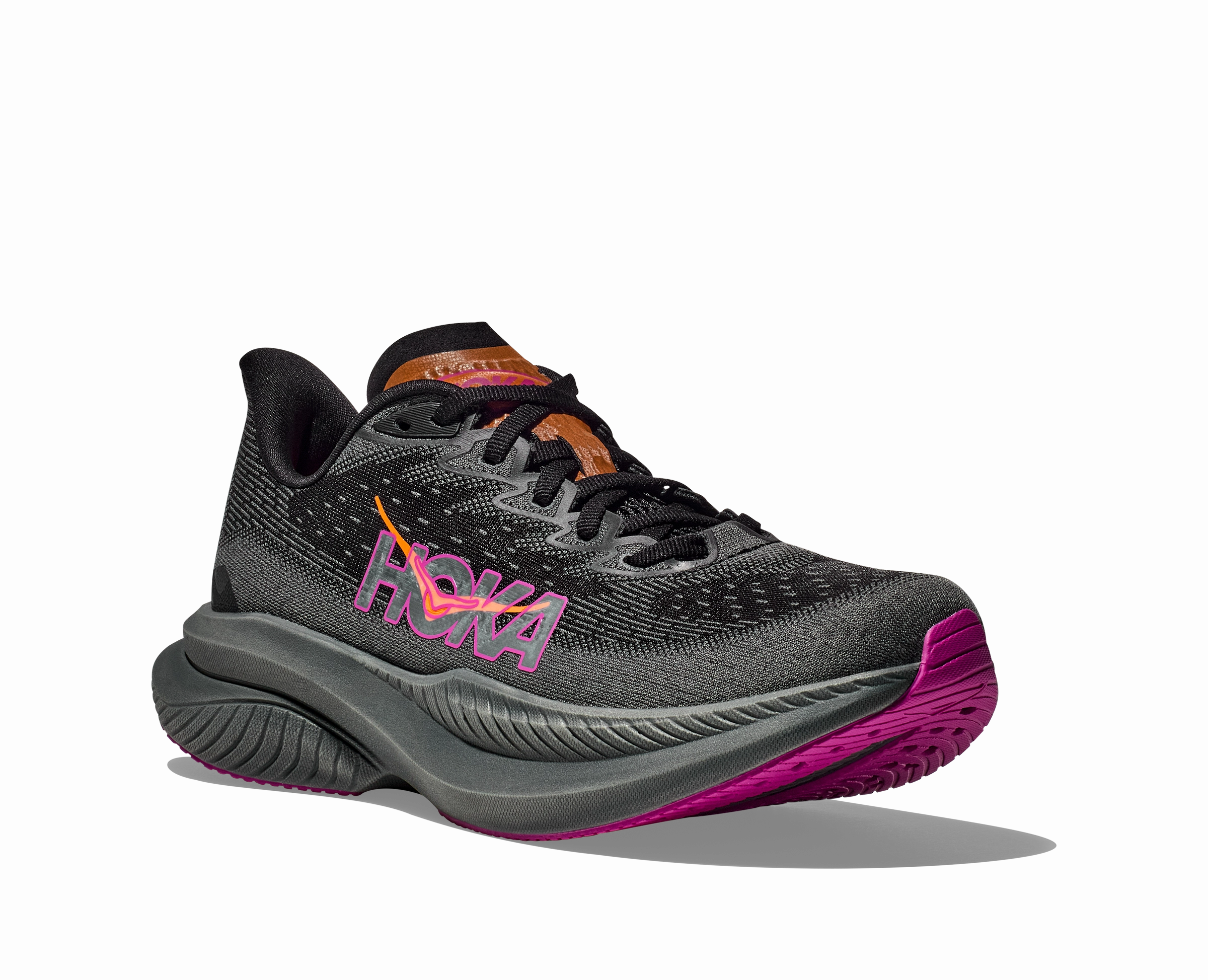Hoka Women's Mach 6 (Black/Fuschia) Best Running Shoe Heavy
