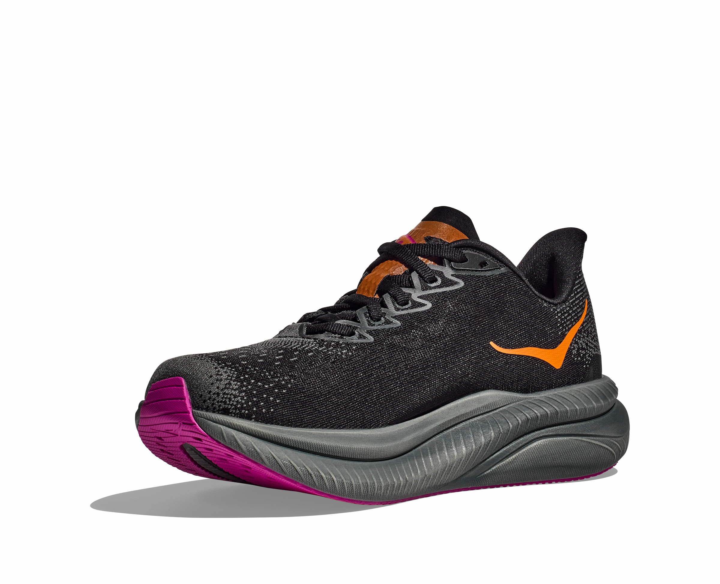 Pronation Running Shoes Uk Hoka Women's Mach 6 (Black/Fuschia)