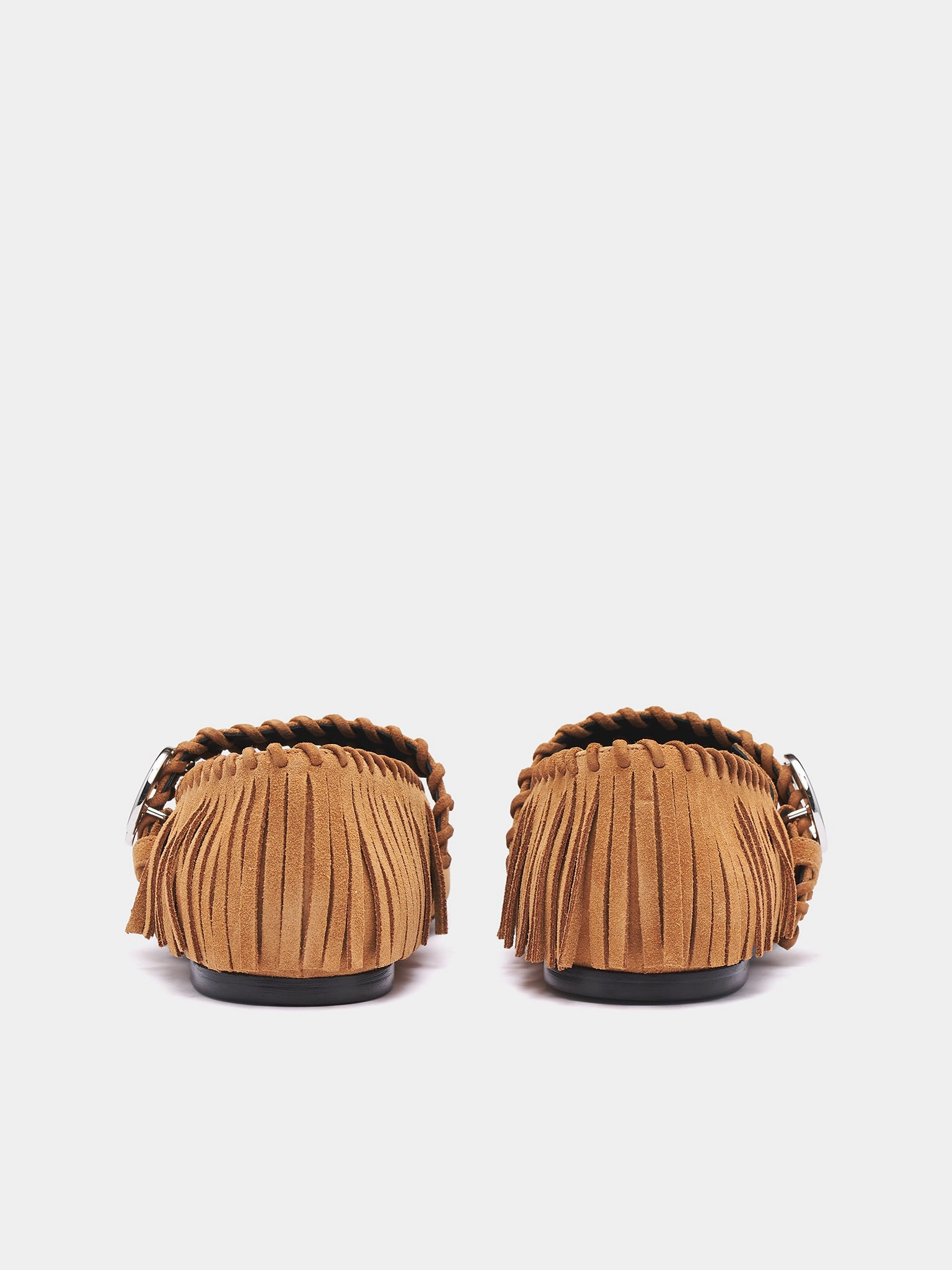 Suede Fringe Five-Toe Ballet Flat (COPSH83F6049-BROWN) Wedding Dress With Flat Shoes