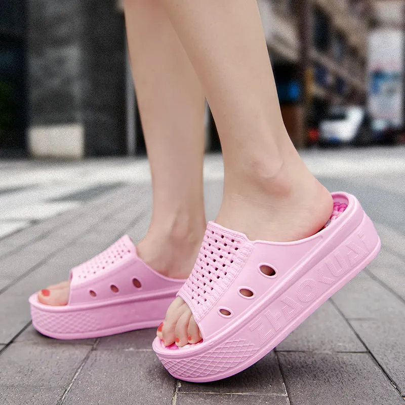 Summer Women Colorful Beach Home Hole Shoes Platform Slipper Plae Waterproof Shoes