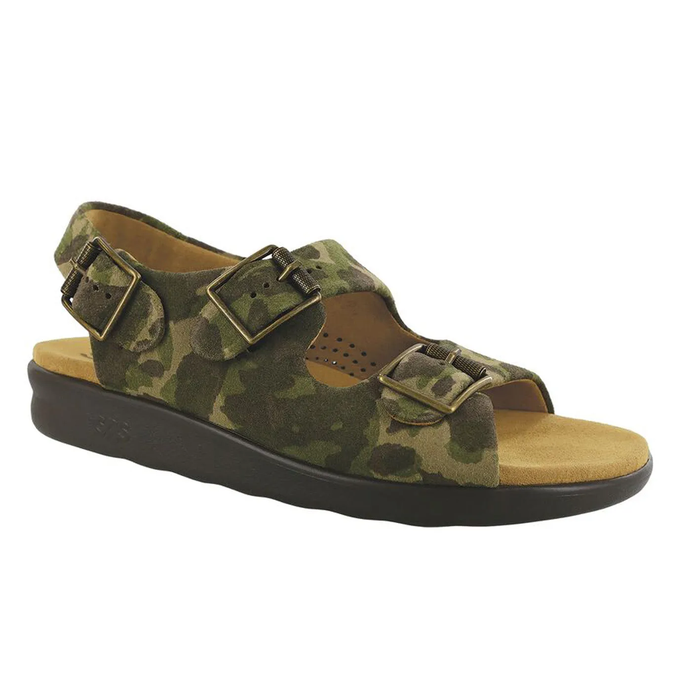 Men's Bravo Heel Strap Sandal Camo Shoes Silver Flats