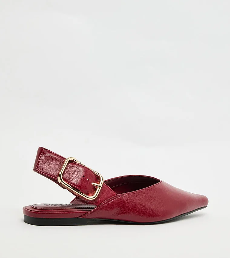 SIANNA RED LEATHER HEELS Flat Shoes Open