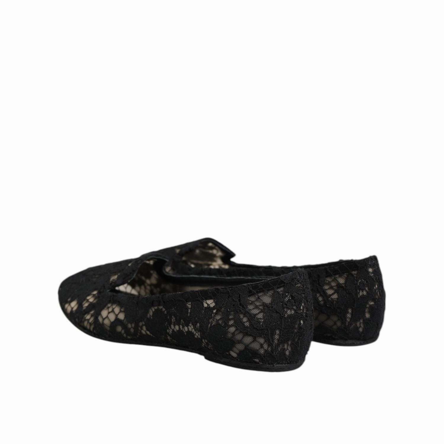 Dolce & Gabbana Black Taormina Lace Slip On Flats Shoes Witch Shoes Flats