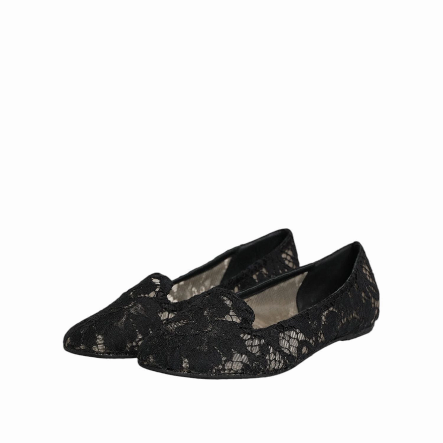 Dolce & Gabbana Black Taormina Lace Slip On Flats Shoes Cocktail Dresses With Flat Shoes