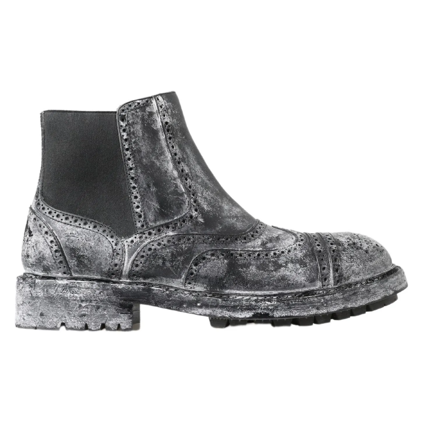 Franks Boots Dolce & Gabbana Black Gray Leather Ankle Boots
