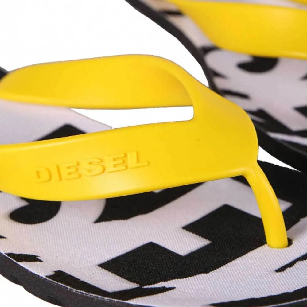Diesel Splish Flip Flops Sandals - Buttercup Yellow / Black Daco Flip Flops