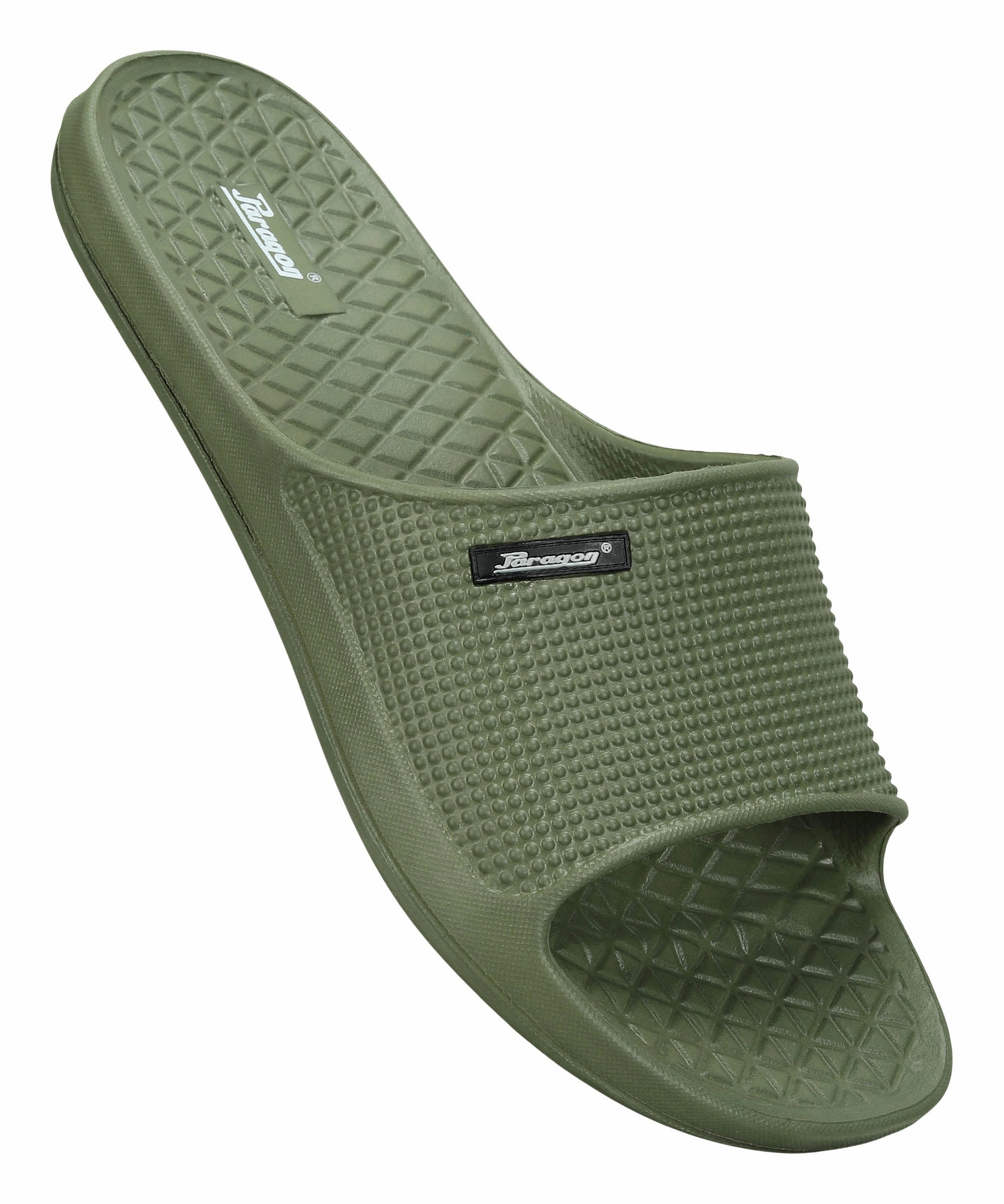 Flip Flops With Gems Paragon Men's Olive Green Sliders with Comfortable & Durable Sole