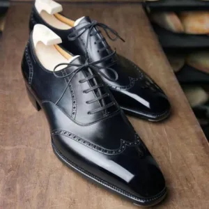 Brown Fringe Boots Tailor Made Handmade Genuine Black Leather Oxford Lace Up Wingtip Dress Shoes