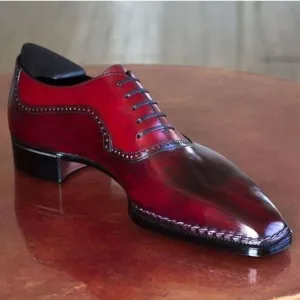Boots Leather Men Tailor Made Handmade Premium Quality Burgundy Leather Oxford Shoes