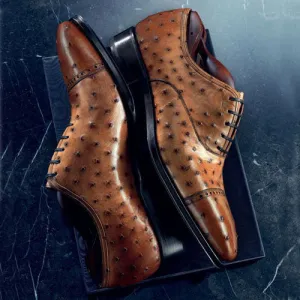 Tailor Made Handmade Pure Brown Ostrich Leather Stylish Shoes for Men's Shoes Boots On The Bayou