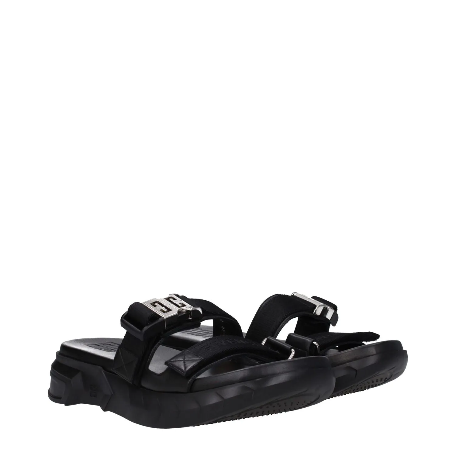 Givenchy Black Fabric Slippers Rockstud Sandals Sale