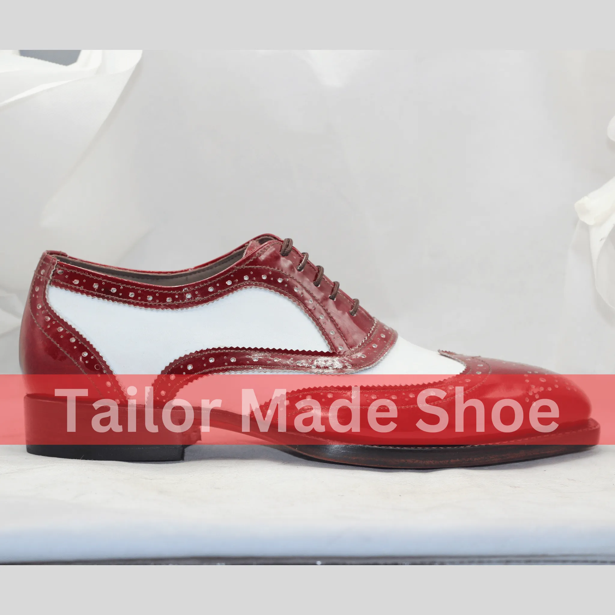 Spider Man Boots Two-Tone Red and White Wingtip Oxford Shoes  Handcrafted Elegance Luxury Mens Brogue Shoes in Patent Leather