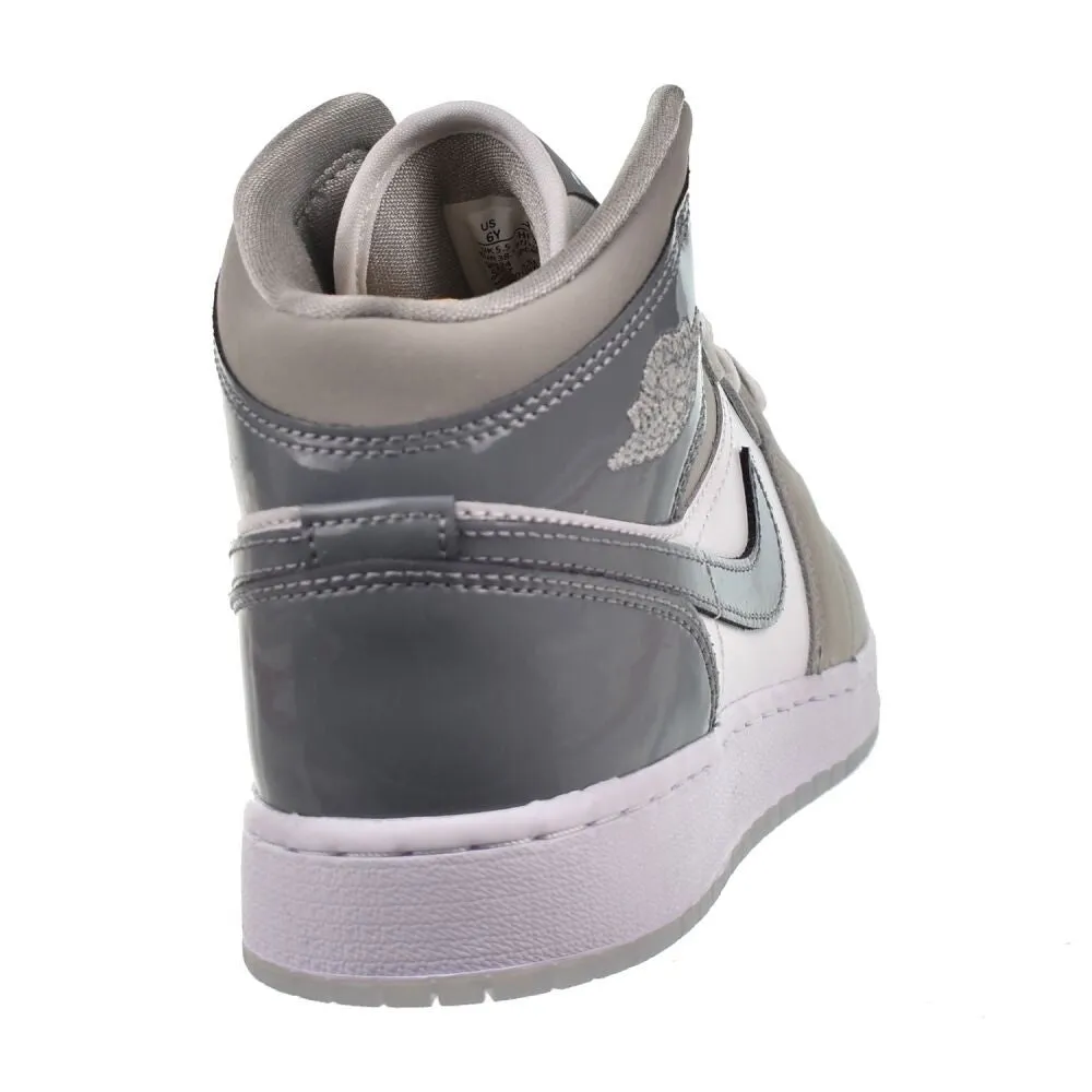 Jordan 1 Mid SE (GS) Big Kids' Shoes White/Cool Grey hf3193-100 Designer Sneakers Under $300