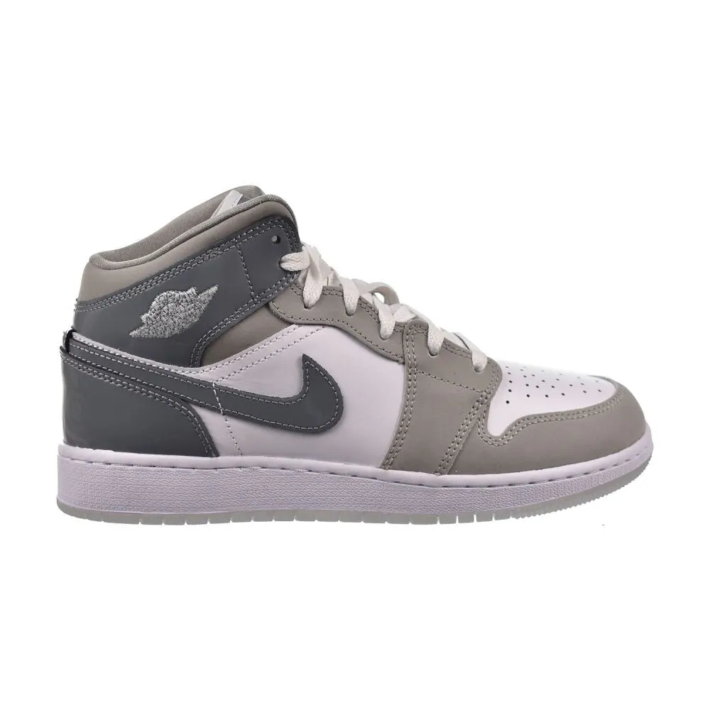 Jordan 1 Mid SE (GS) Big Kids' Shoes White/Cool Grey hf3193-100 Trail Sneakers