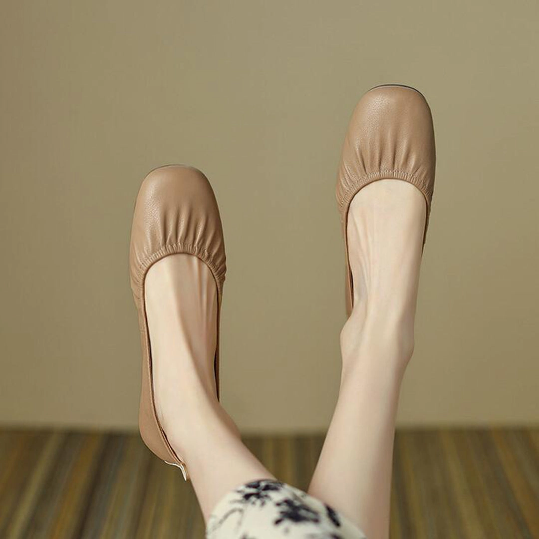 Dunk High Retro Se Split Casual Shoes Women Solid Pleated Soft Flats Leather Shoes