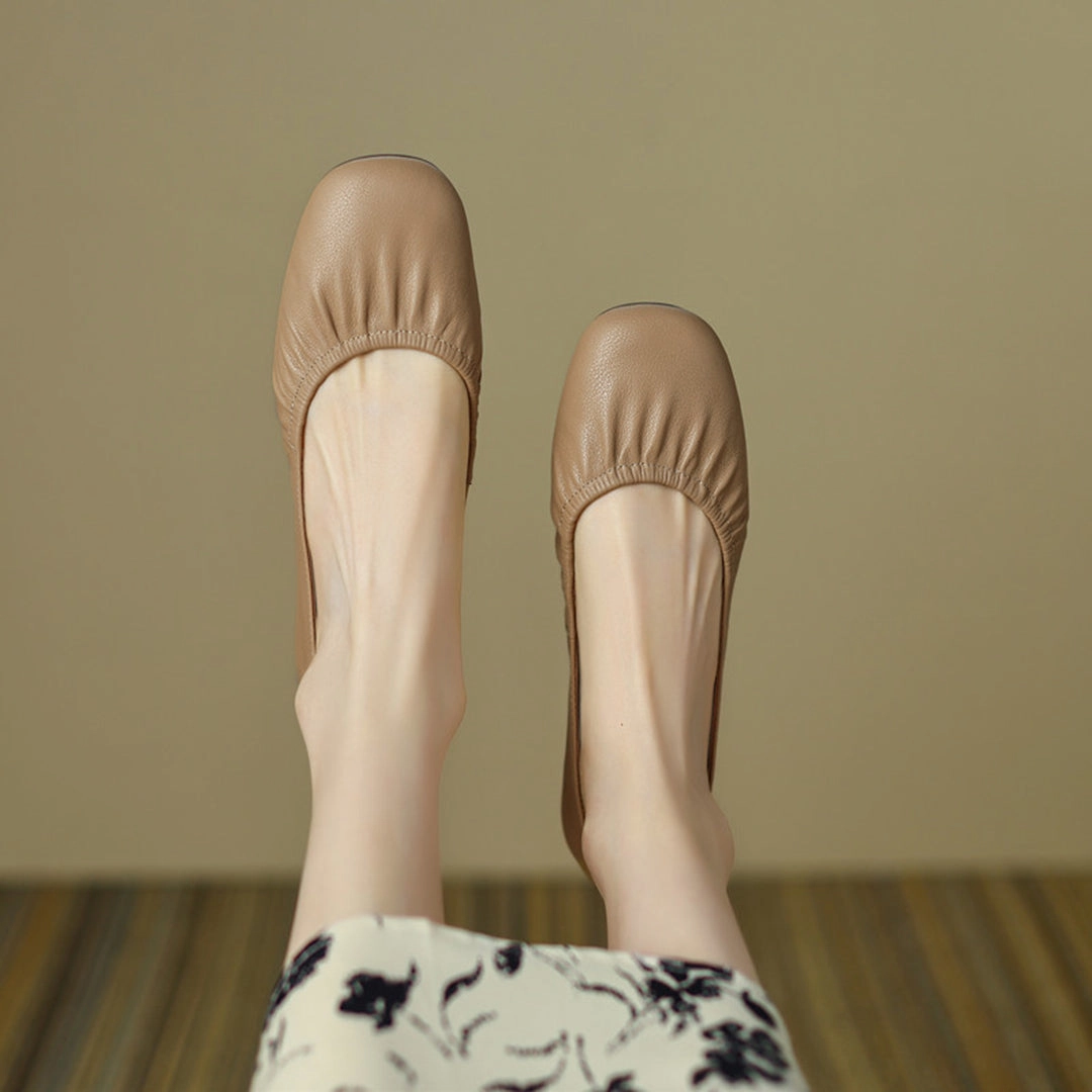 Women Solid Pleated Soft Flats Leather Shoes Nunn Bush Moc Toe Casual Oxford Shoes