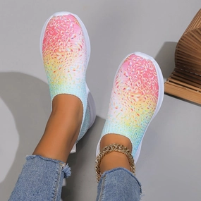 Tiosebon Women Rainbow Knit Walking Shoes Casual Shoes Casually Crossword Clue