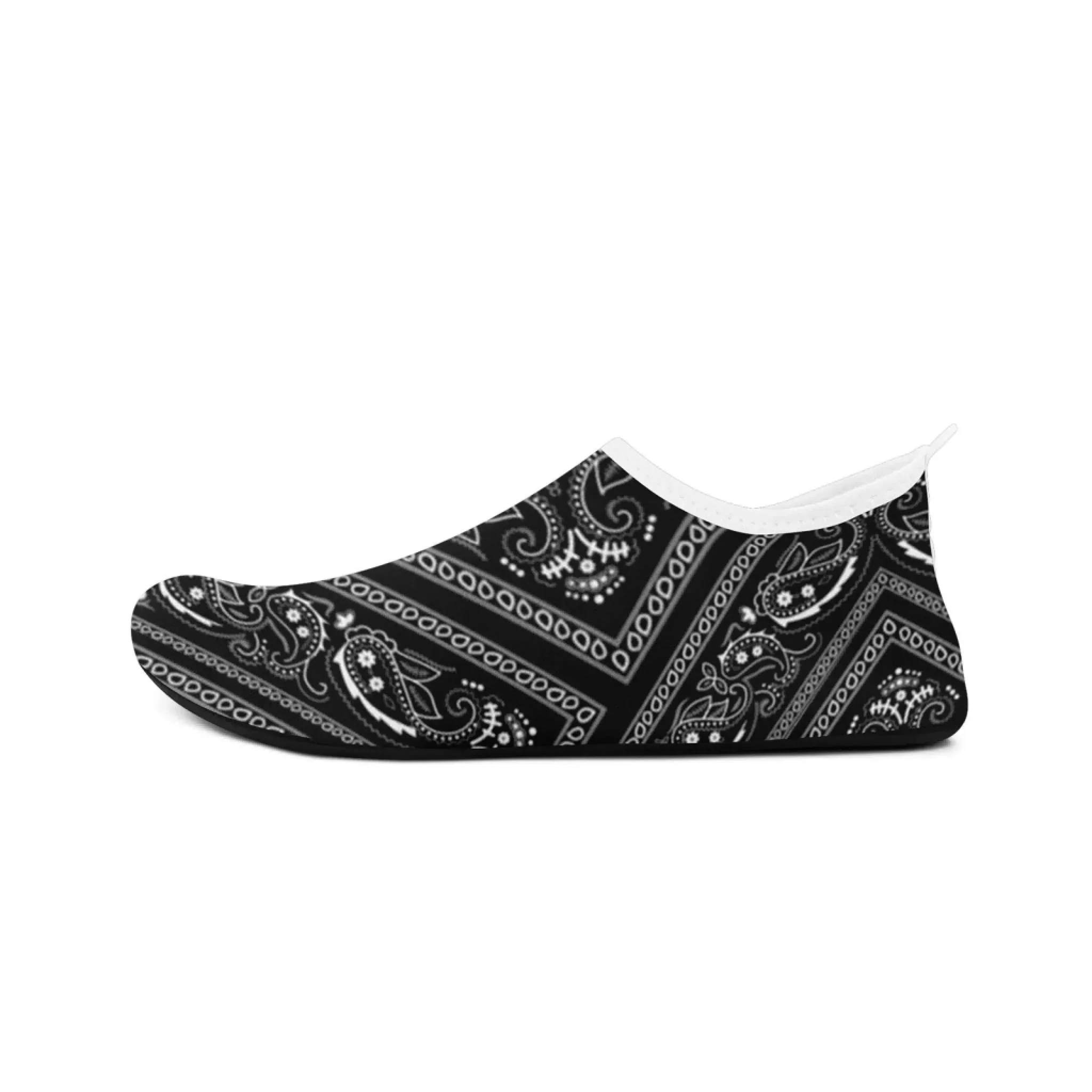Toponepod Black Bandana Slip-On | Personalized Name Yoga Aqua Shoes Mens Sl