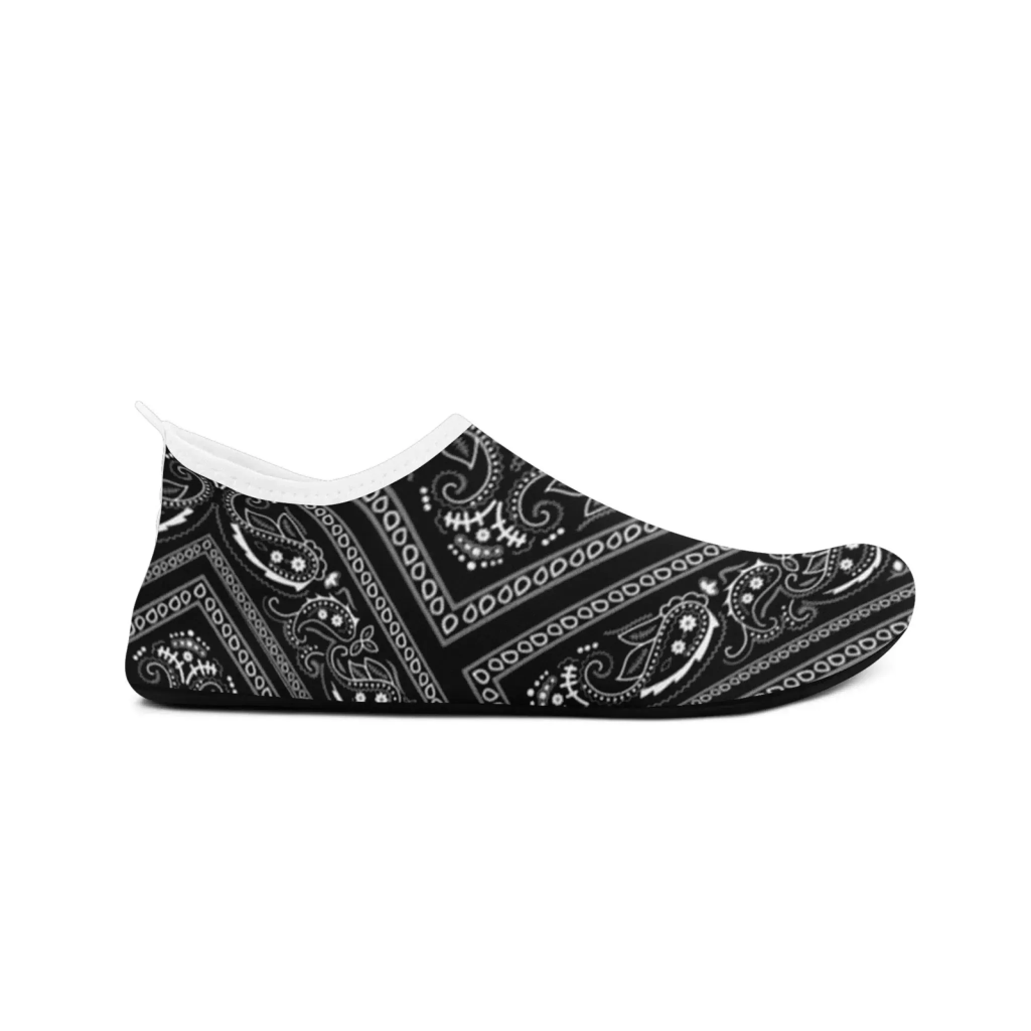 Toponepod Black Bandana Slip-On | Personalized Name Yoga Aqua Shoes