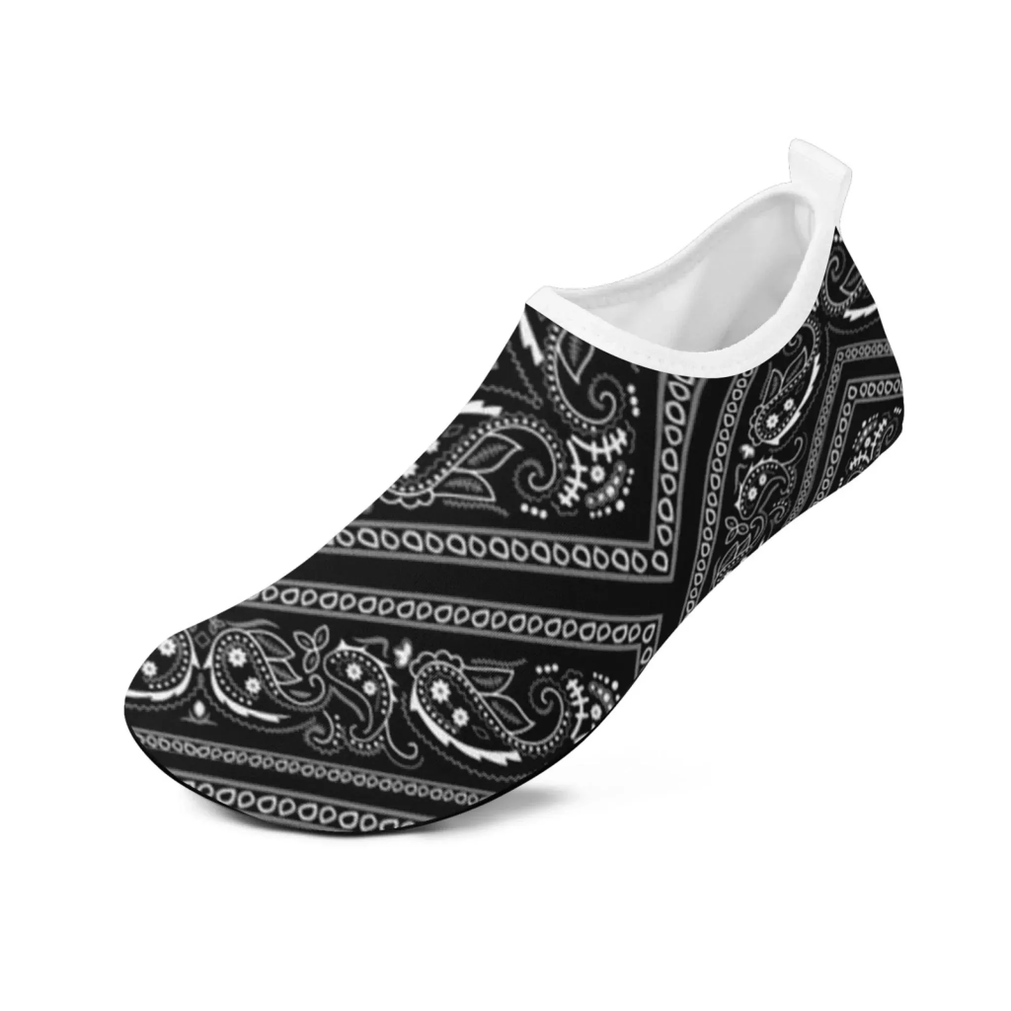 Cotton Slippers Toponepod Black Bandana Slip-On | Personalized Name Yoga Aqua Shoes
