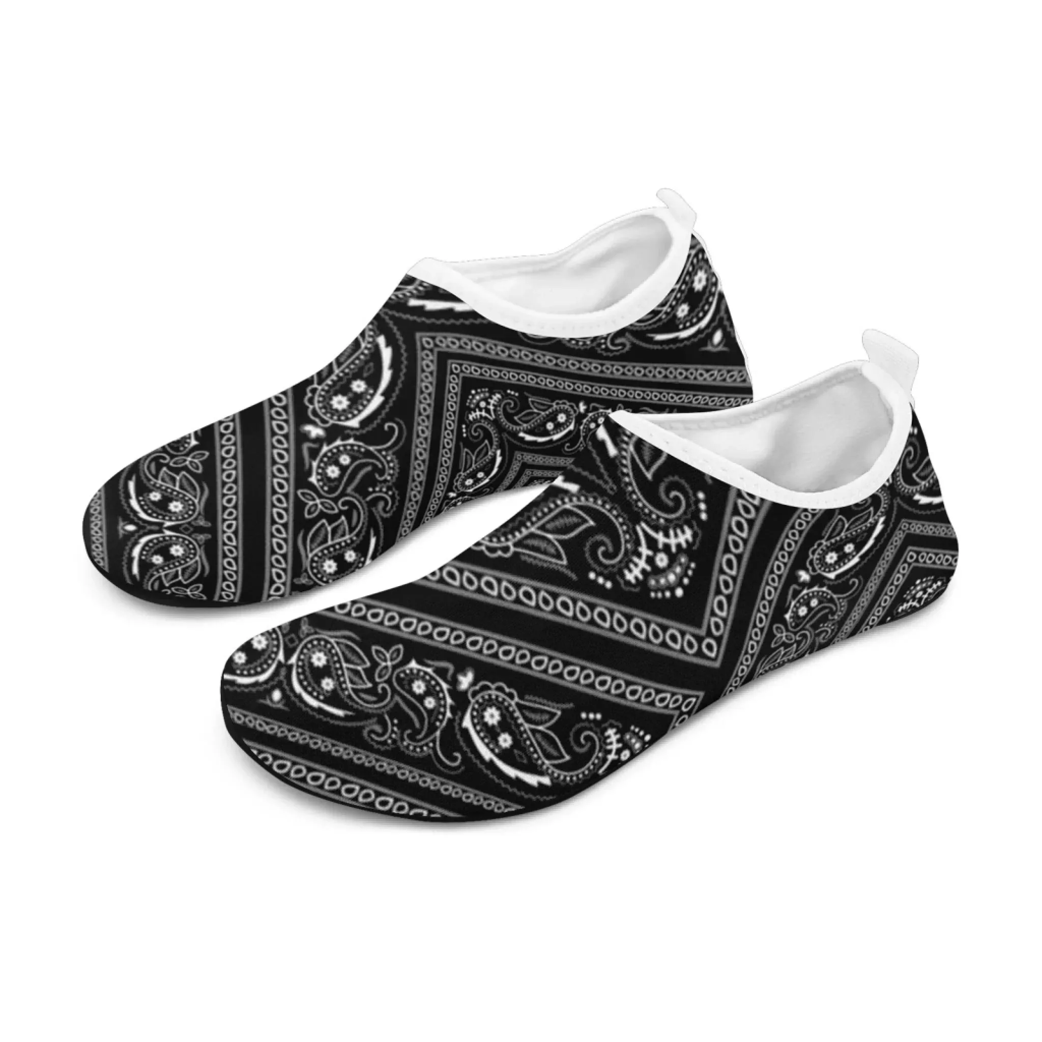 Toponepod Black Bandana Slip-On | Personalized Name Yoga Aqua Shoes