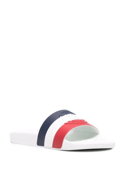 Metallic Wedge Sandals Moncler embossed-logo striped flip flops