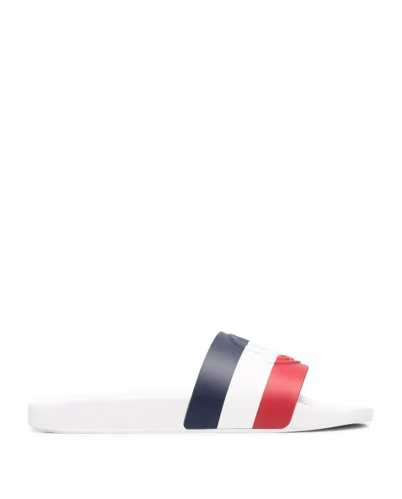 Dress Sandals With Arch Support Moncler embossed-logo striped flip flops