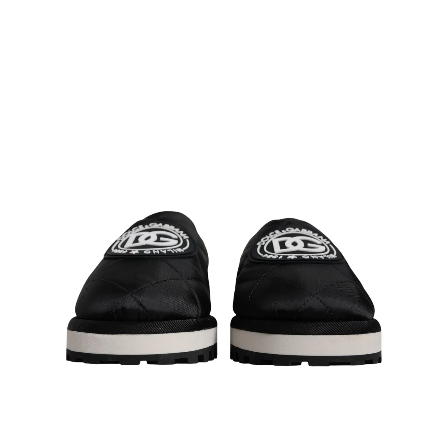 Cork Wedge Platform Sandals Dolce & Gabbana Black Nylon Quilted Logo Patch Sandals Slides Shoes