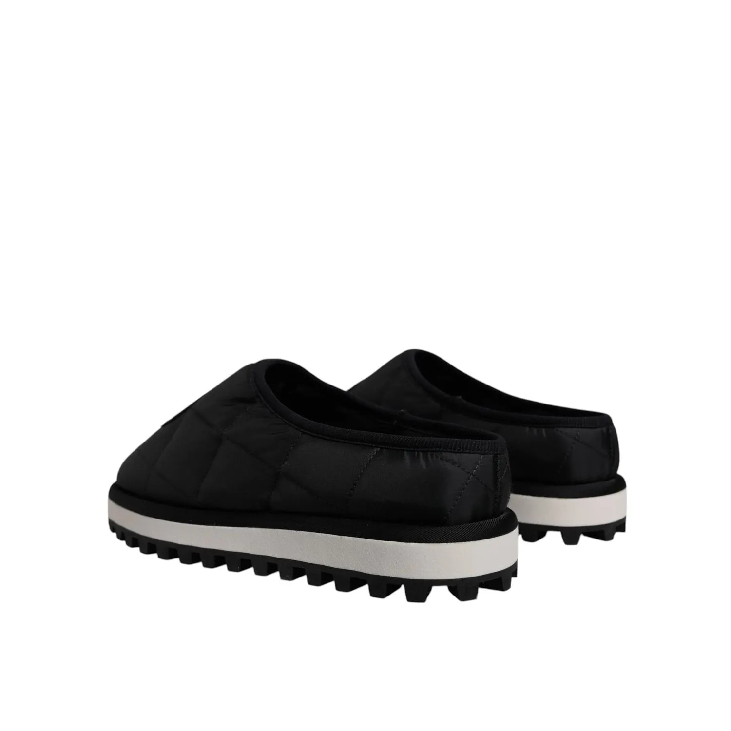 Dolce & Gabbana Black Nylon Quilted Logo Patch Sandals Slides Shoes Sandals Vincent Prices