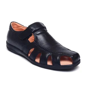 Men's Leather Sandals D-1215 T Strap Flat Sandals