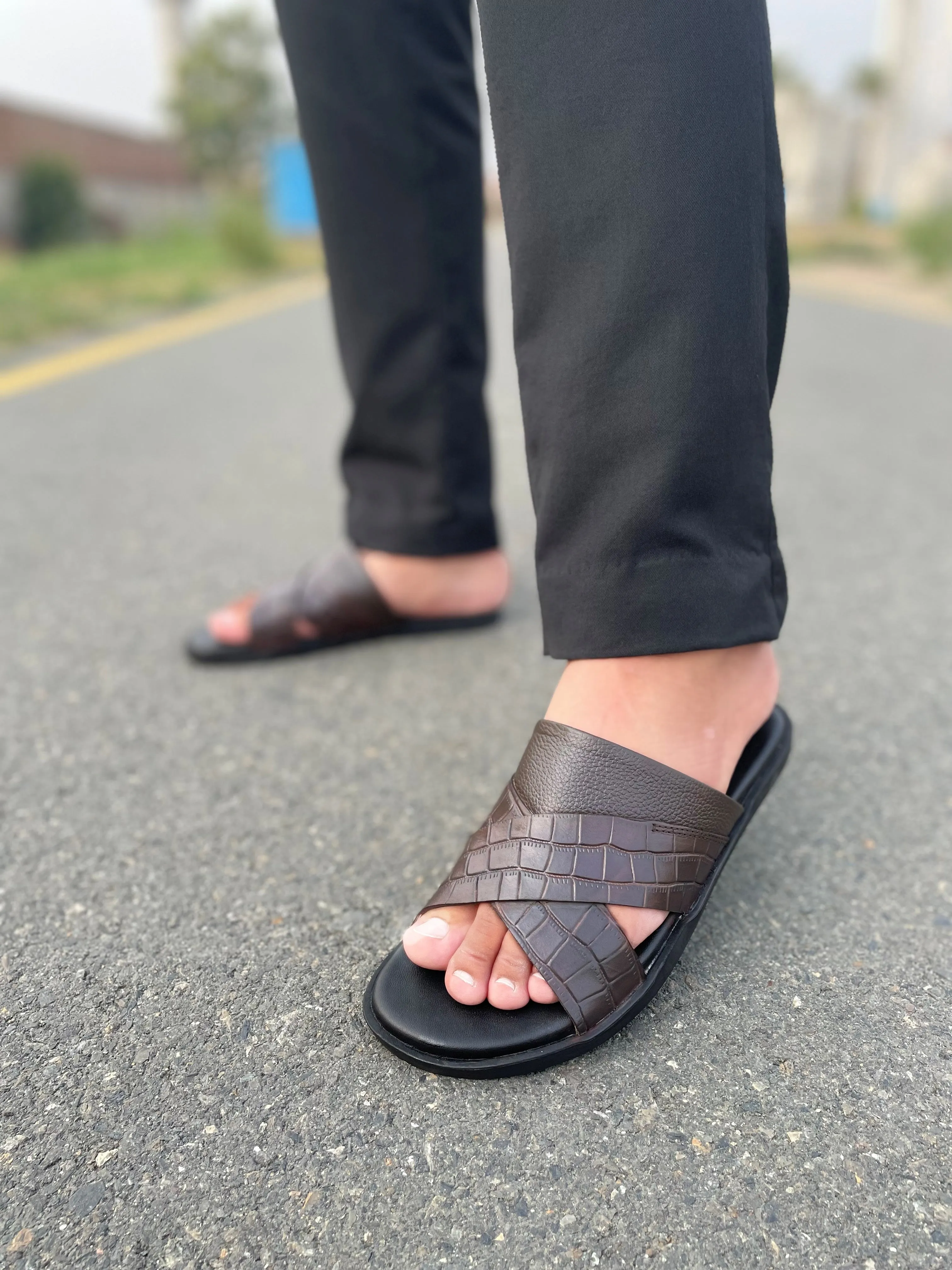 LS Pure leather Handmade Feeto Chappal LS-162 Fuzzy Socks And Slippers