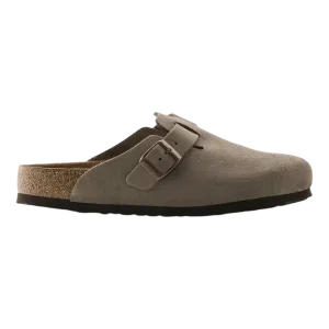 Pug In Slippers Birkenstock Boston Taupe Suede Soft Footbed Taupe 0560771