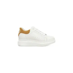 Sneakers With Ribbon Laces Cerruti 1881 White Cowhide Women Platform Sneaker
