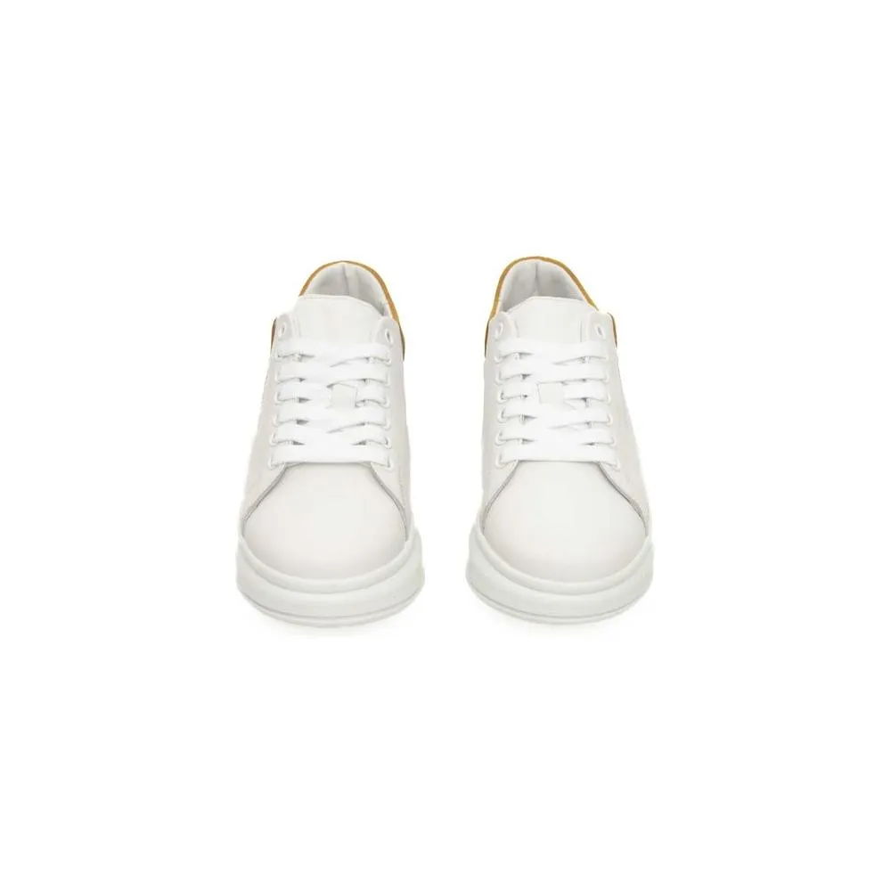 Cerruti 1881 White Cowhide Women Platform Sneaker And Black Sneakers