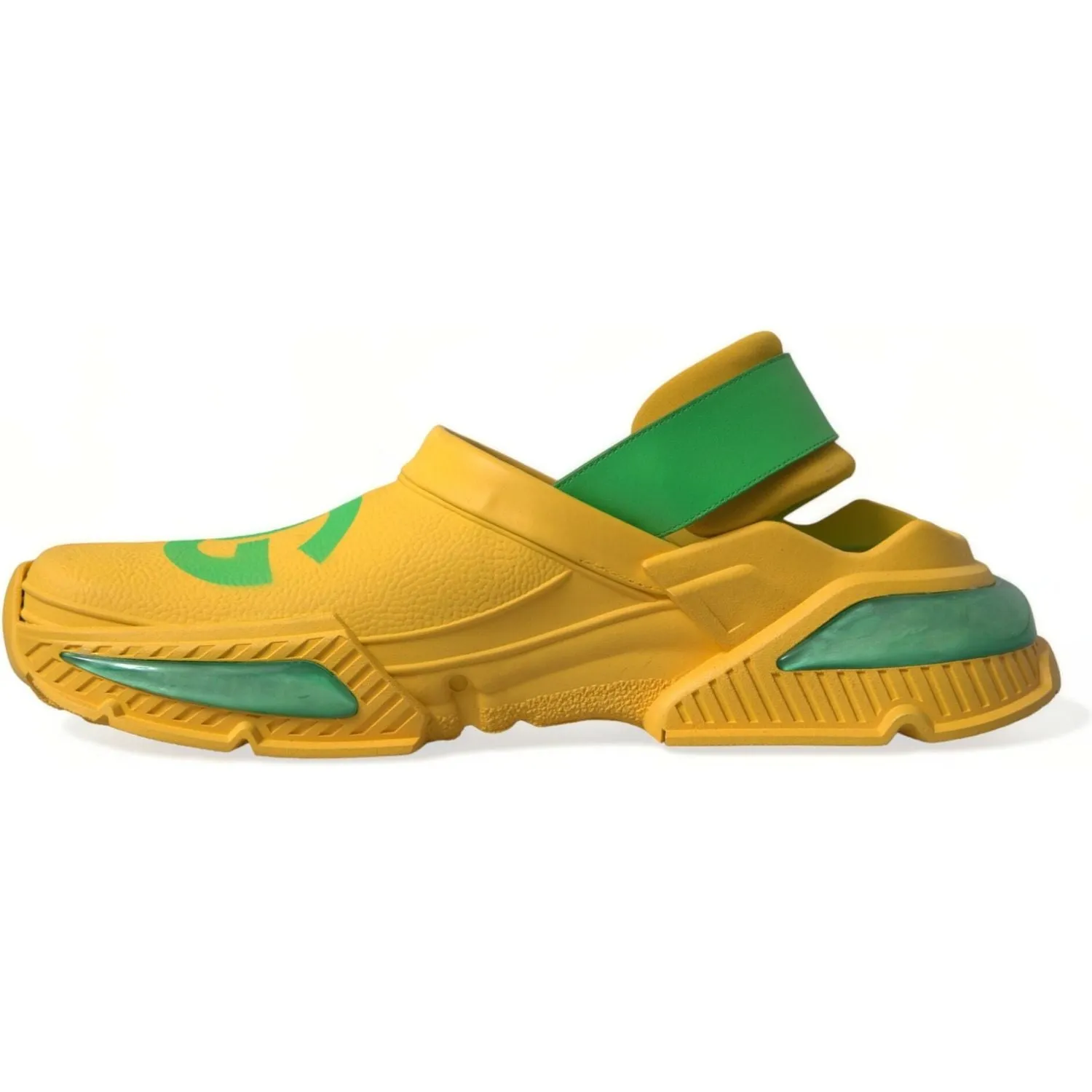 Dolce & Gabbana Yellow Green Rubber Clogs Men Slippers Men Shoes Mountain Footbeds Sandals
