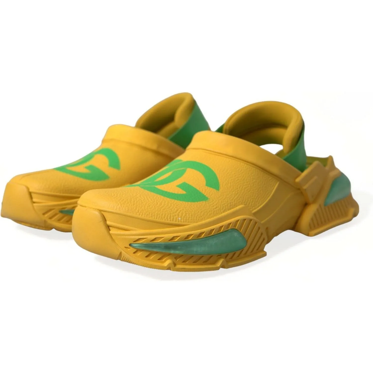 Schutz Sandals Dolce & Gabbana Yellow Green Rubber Clogs Men Slippers Men Shoes