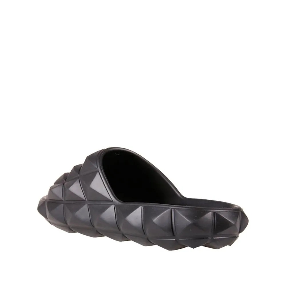 Valentino Garavani Black Rubber Slippers Cute Sandals
