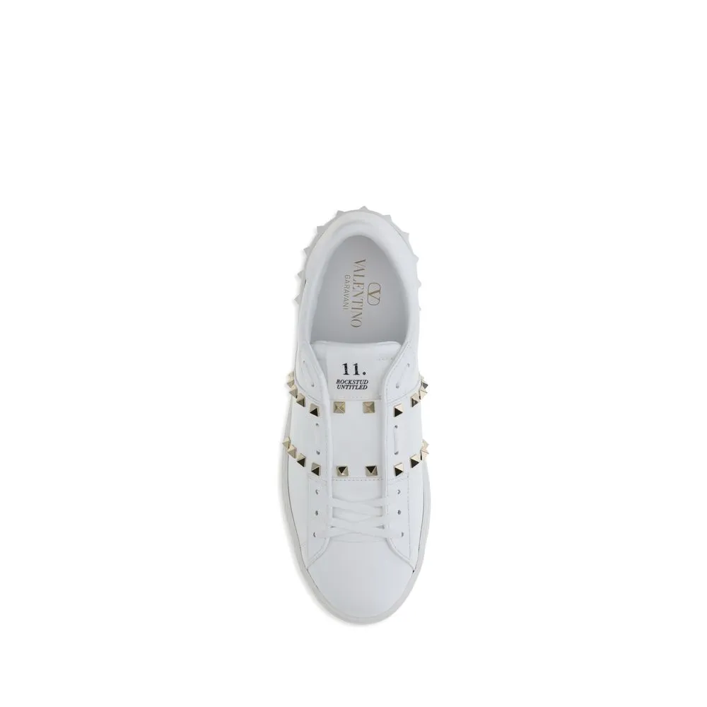 Valentino Garavani White Calf Leather Bos Taurus Low Top Sneakers Sole Athletic Flat Shoe Laces Replacement