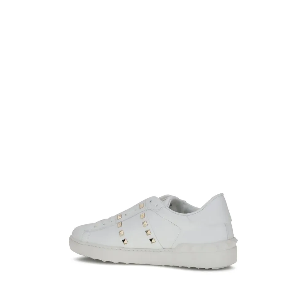 Fluffy Flat Shoes Valentino Garavani White Calf Leather Bos Taurus Low Top Sneakers