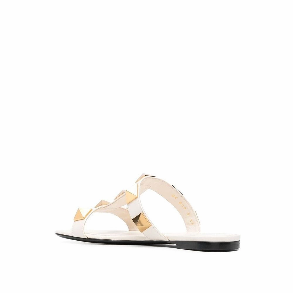 Valentino Garavani White Calfskin Flat Sandals Folding Flats Shoes