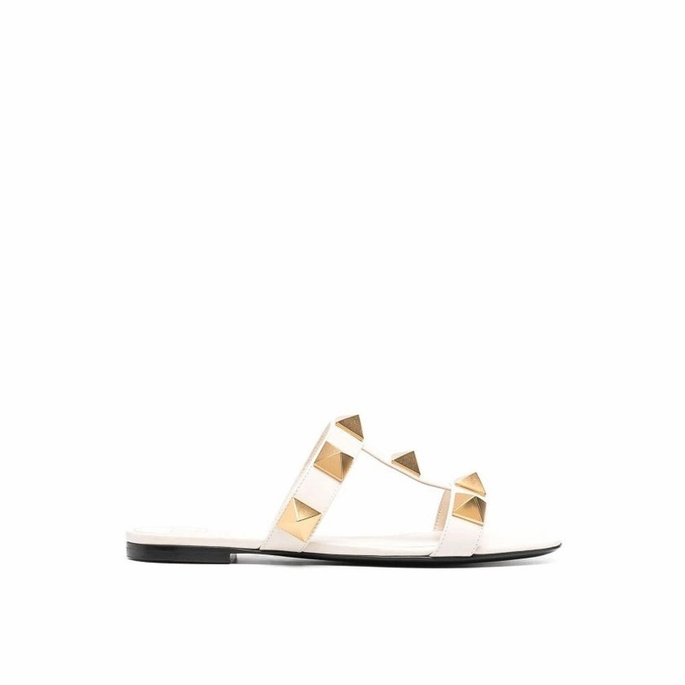 Valentino Garavani White Calfskin Flat Sandals Best Walking Shoes For Flat Feet And Pronation