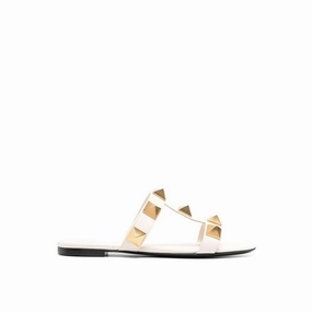 Valentino Garavani White Calfskin Flat Sandals Croft And Barrow Flat Shoes