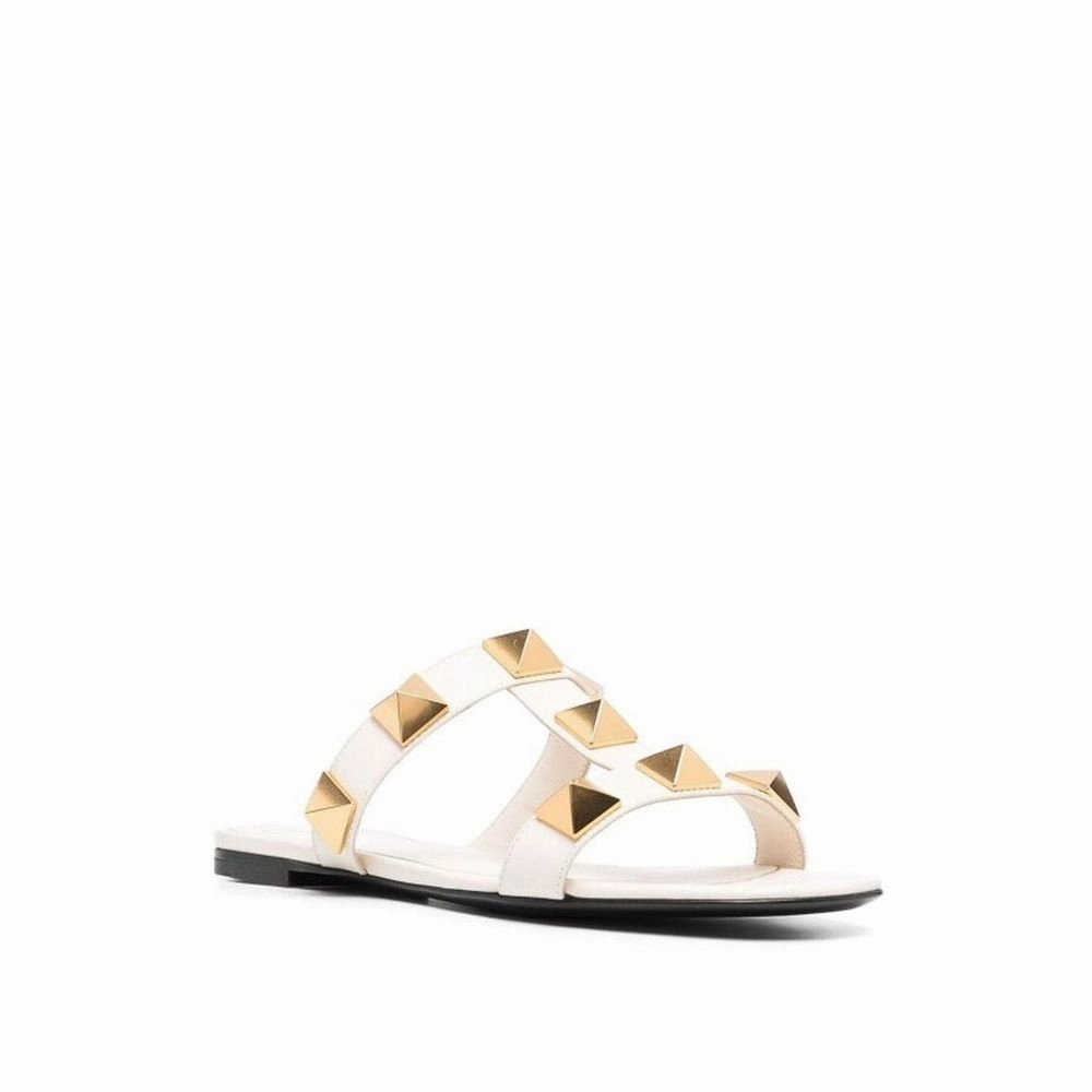 Nurse Flat Shoes Valentino Garavani White Calfskin Flat Sandals