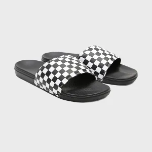 Vans La Costa Checkerboard Slide On Sandals - True White/Black Flip Flops Wet