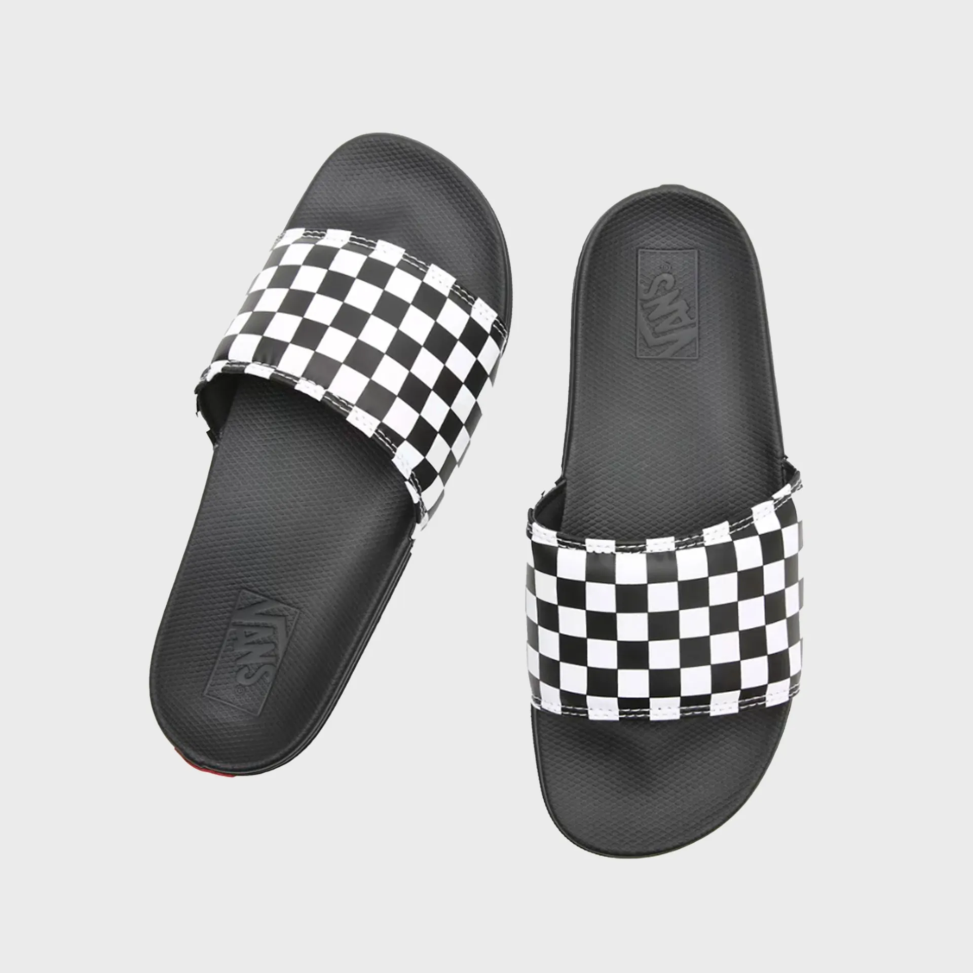 Vans La Costa Checkerboard Slide On Sandals - True White/Black Flip Flops For Fishing