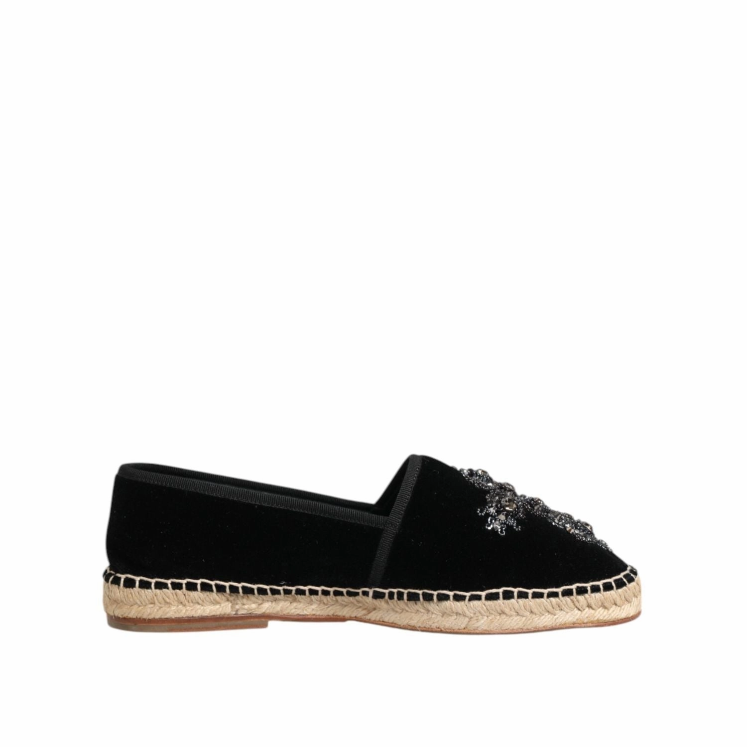 Dolce & Gabbana Black Cross Crystal Slip On Espadrille Shoes Penelope Chilvers Montserrat Espadrilles