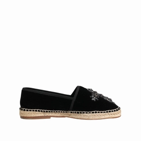 Wallis Espadrilles Dolce & Gabbana Black Cross Crystal Slip On Espadrille Shoes