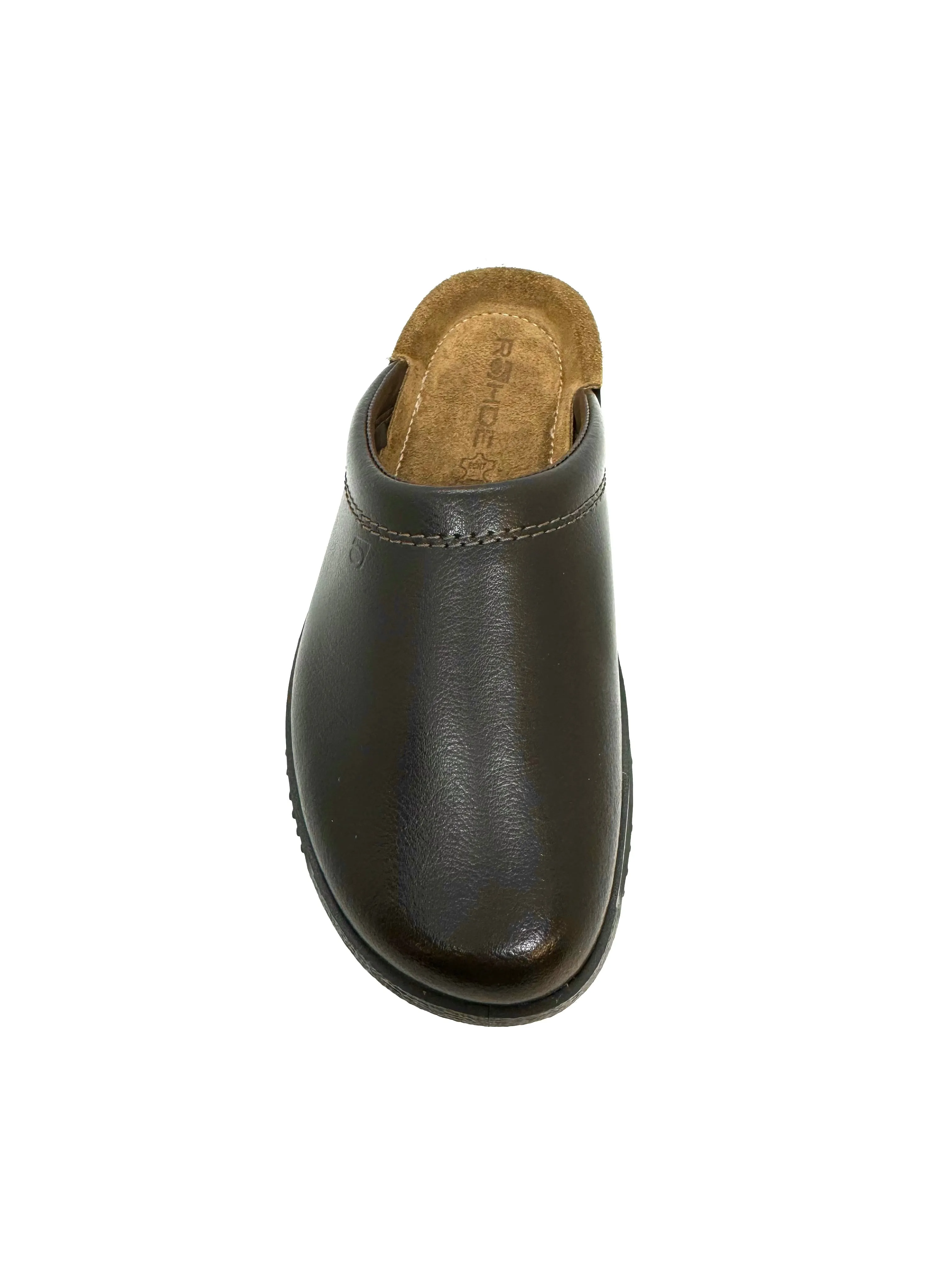 Elf Slippers Rohde Men's Backless Leather House Shoe Brown